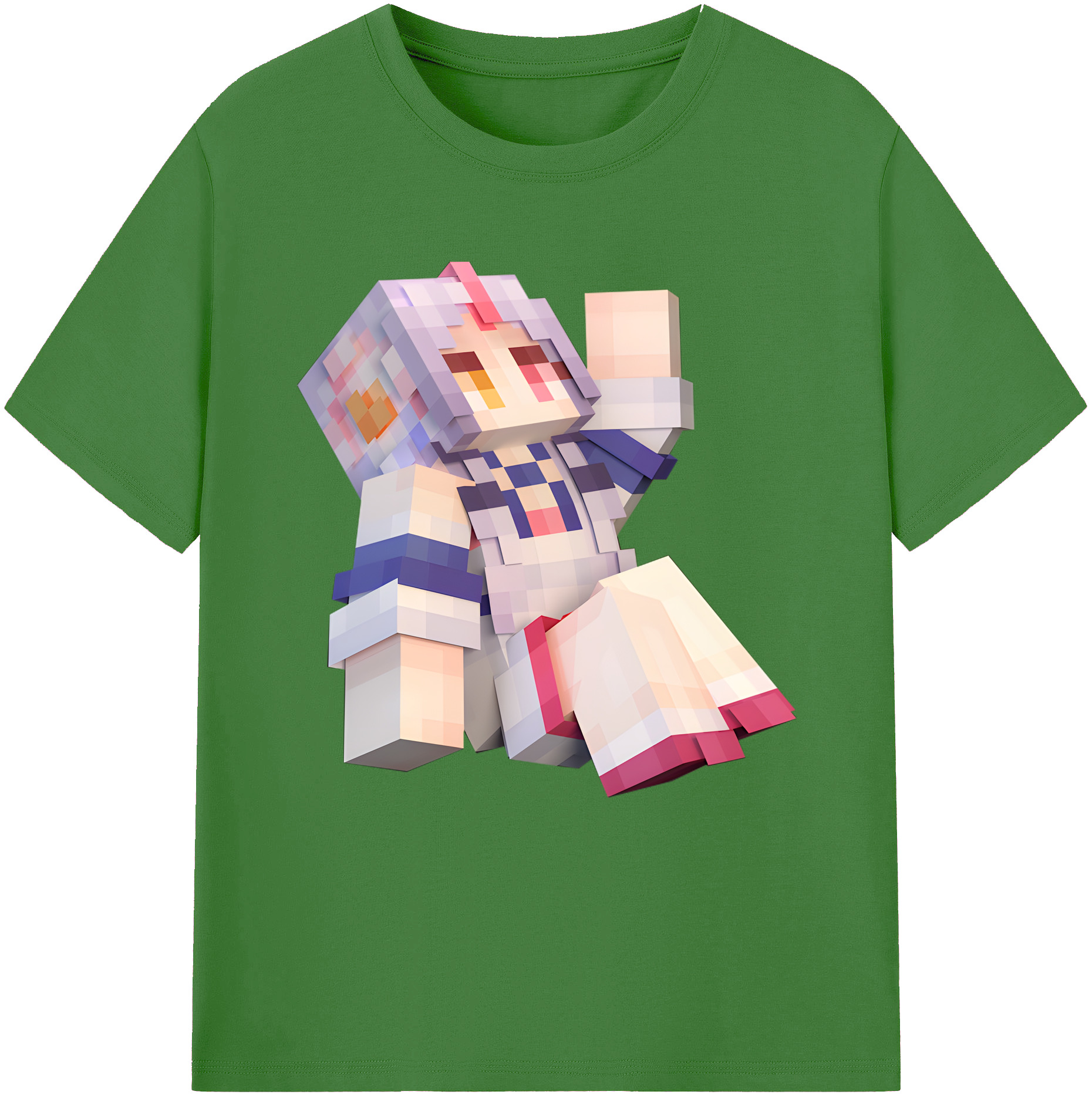 （画像用） マインクラフト ブロックの世界 Minecraft MC Block world レディースカジュアルプリントTシャツ（綿100％）